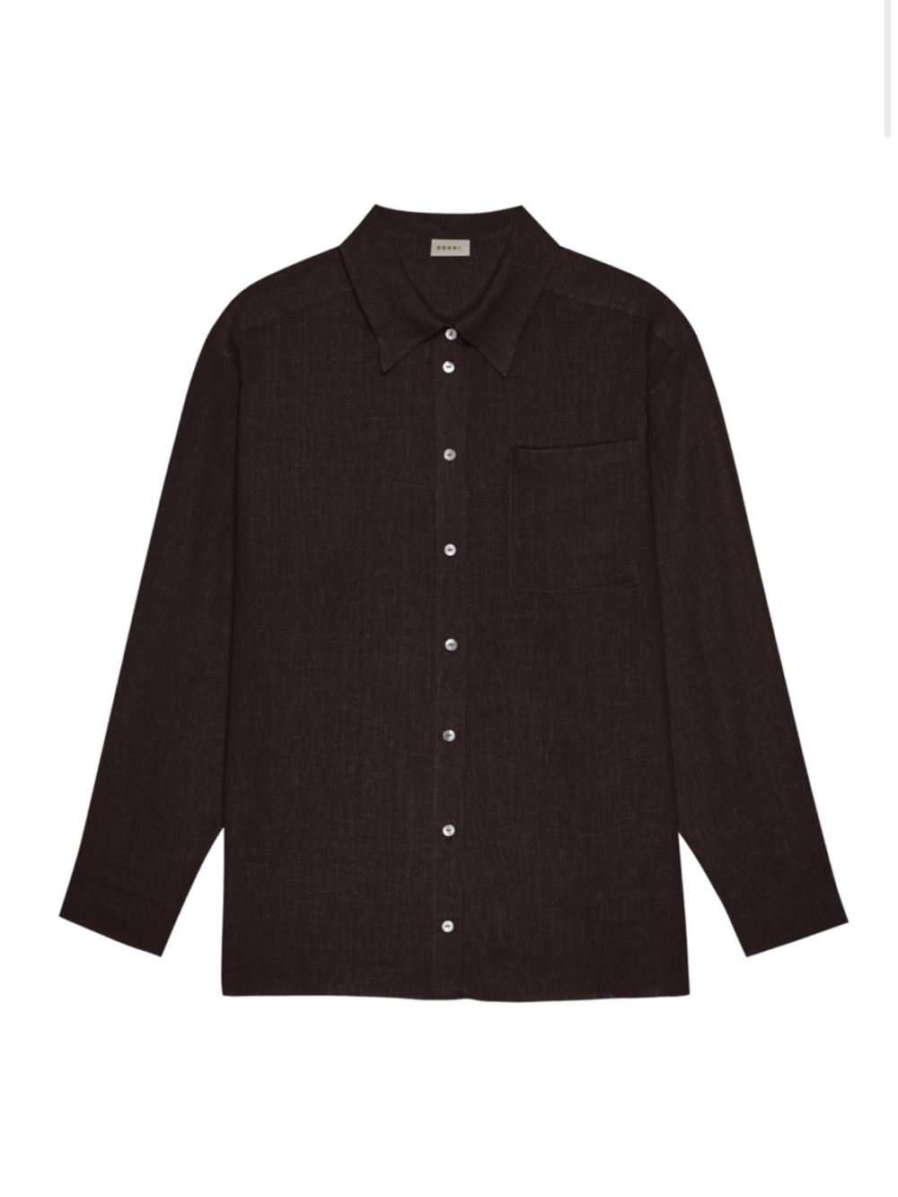 DONNI The Linen Relaxed Shirt in Espresso - Picture 7 of 9